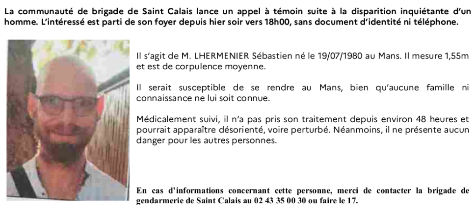 Disparition inquiétante : les gendarmes de la Sarthe lancent un...