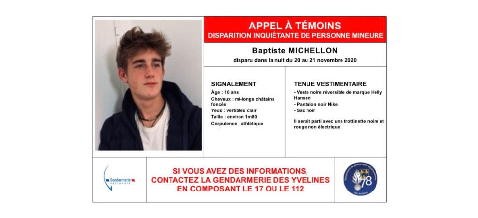 Yvelines : Baptiste a été retrouvé sain et sauf